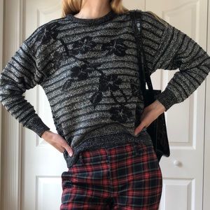 Vintage 1980’s Floral Tinsel Sweater